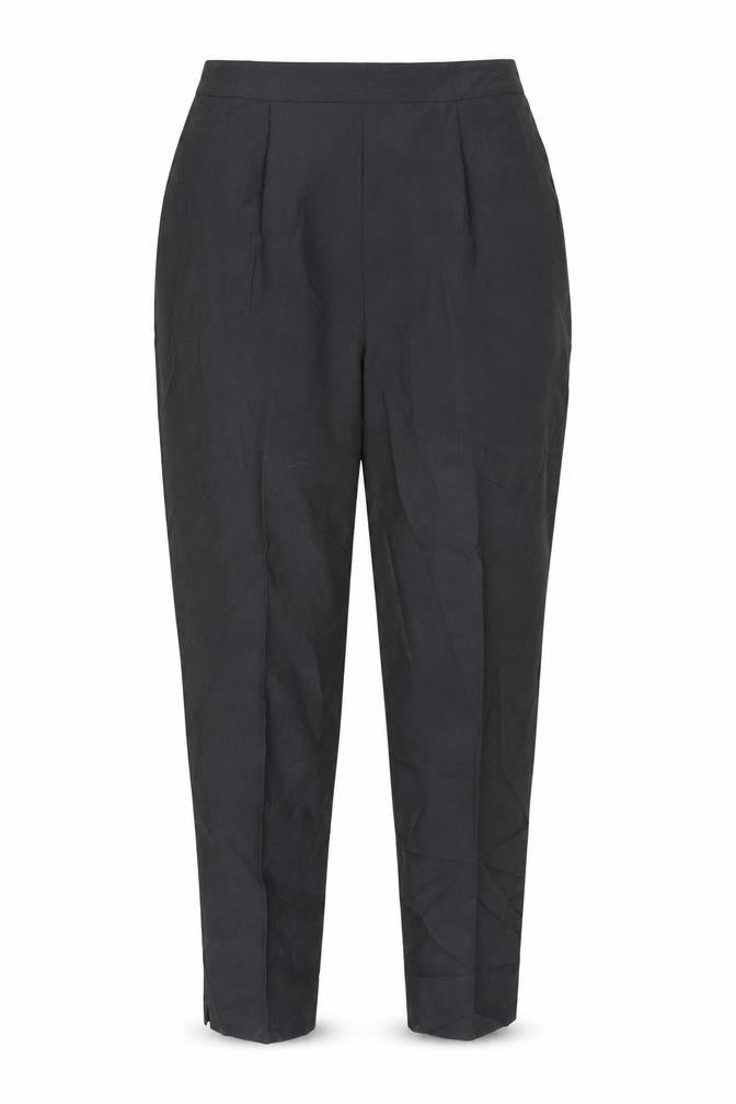 Front view of Preworn women’s grey trousers, size UK 18, 29-inch leg