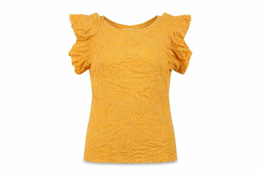 Front view of Next women’s yellow basic blouse, size UK 12