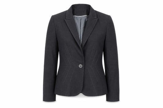 Front view of Marks & Spencer women’s grey jacket blazer, size UK 12, - shoulder pads