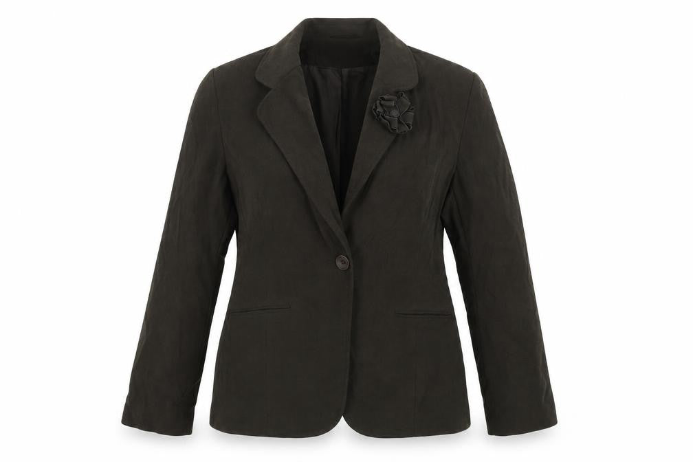 Front view of EVIE women’s brown jacket blazer, size UK 16