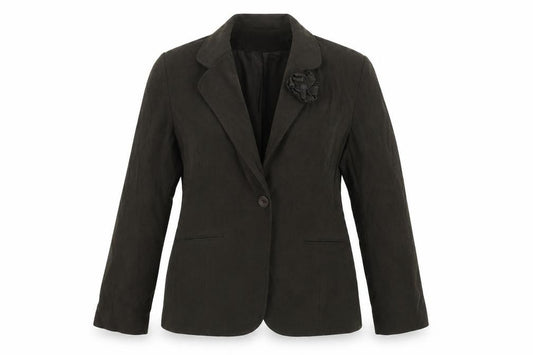 Front view of EVIE women’s brown jacket blazer, size UK 16