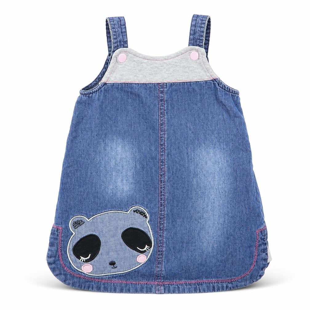 Nutmeg Baby Blue Animal Print  Pinafore/Dungaree Dress  Size 9-12 Months  - Nutmeg, Panda Face Logo
