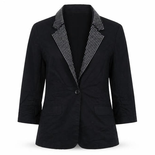 Kenji Womens Black  Ramie Jacket Blazer Size 14  - Embellished Collar
