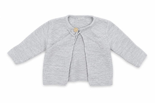 Front view of Preworn Baby Grey Cardigan Jumper, size 12-18, Months