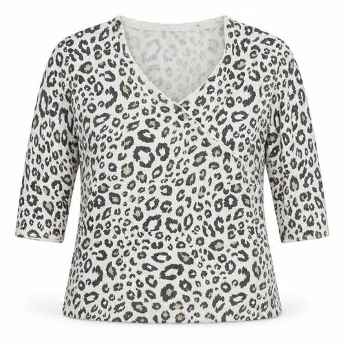 Alex & Co Womens White Animal Print  Basic Blouse Size 14