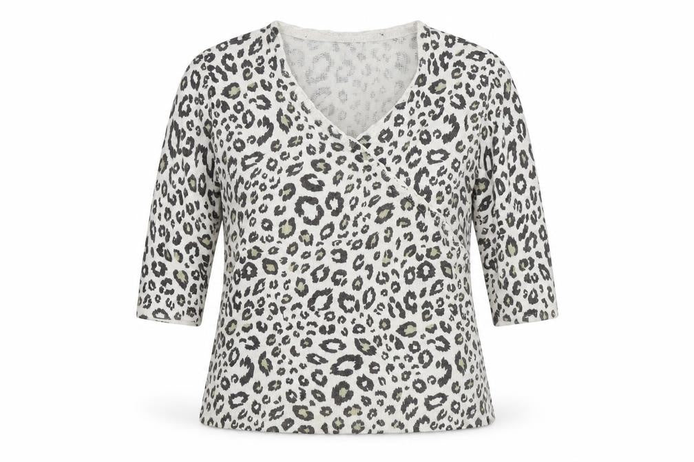 Alex & Co Womens White Animal Print  Basic Blouse Size 14