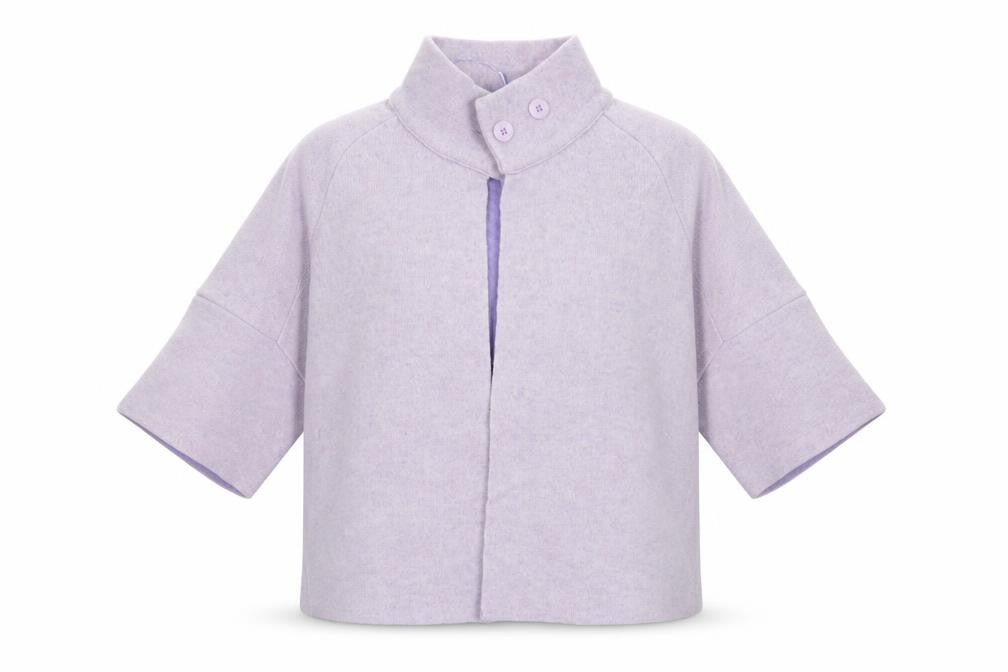 Front view of Chiaramente women’s purple cardigan jumper, size S