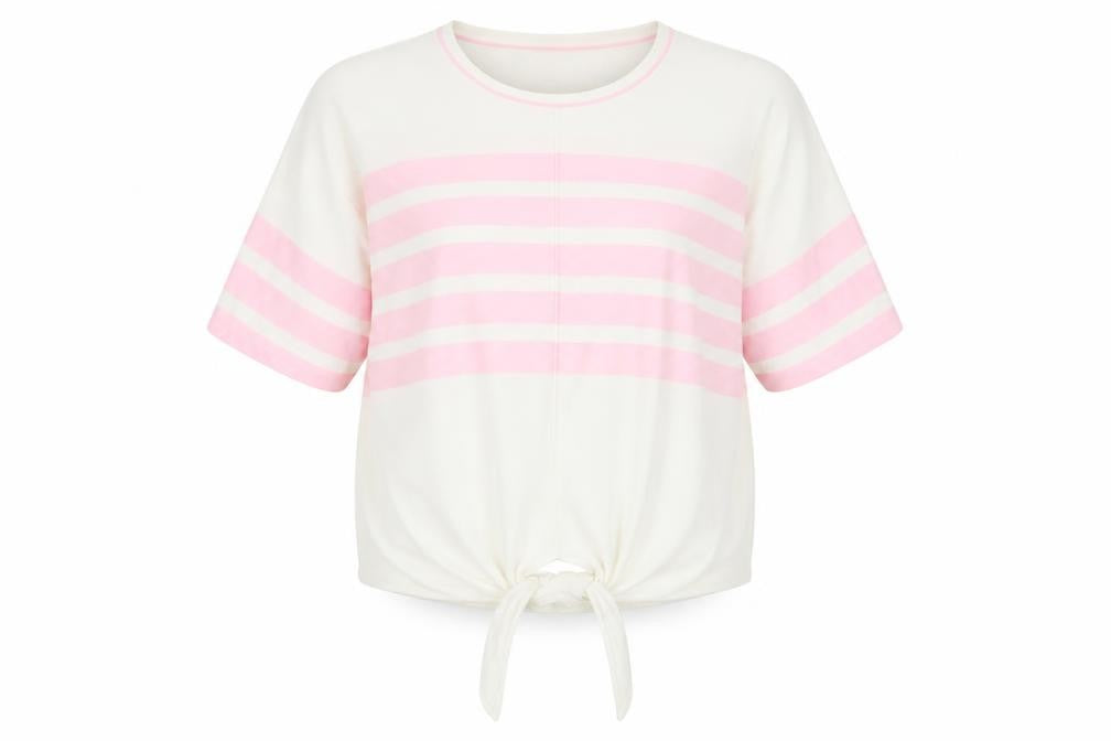Front view of Marks & Spencer women’s white striped jumper, size S
