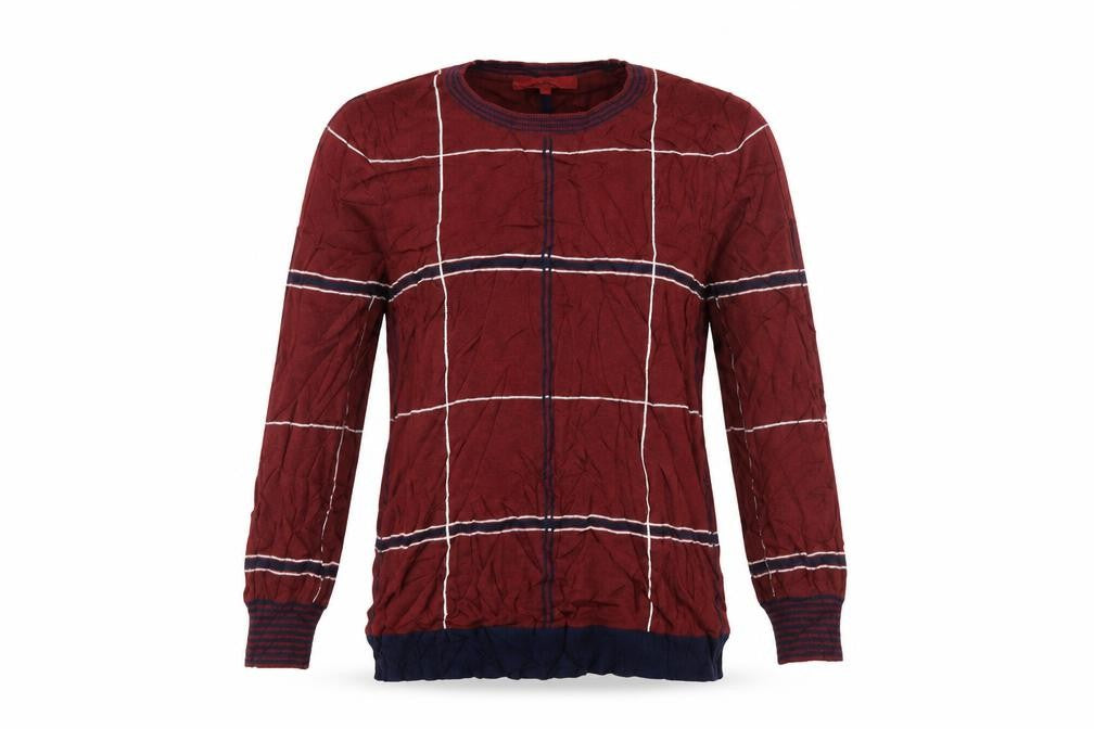 Front view of Next women’s red check jumper, size UK 10