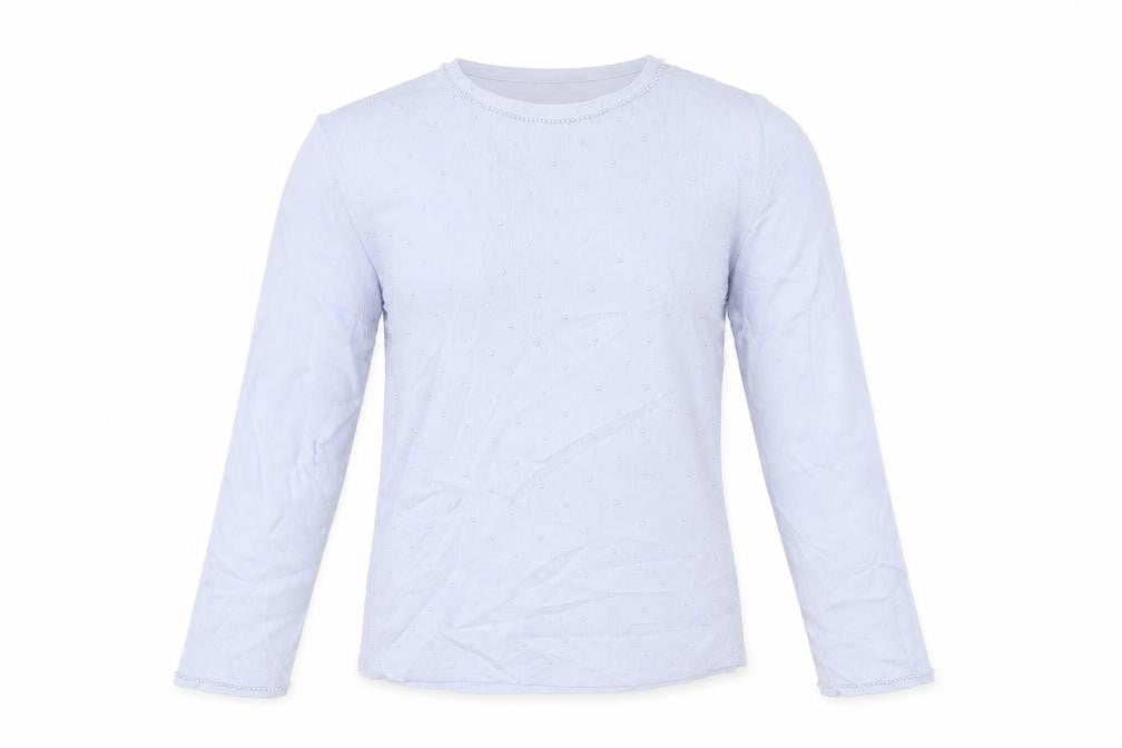 Front view of Debbie Morgan women’s blue jumper, size M, - beaded
