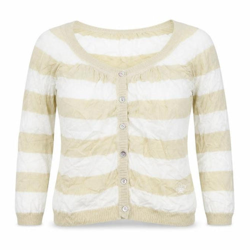 Preworn Womens Beige Striped  Cardigan Jumper Size S