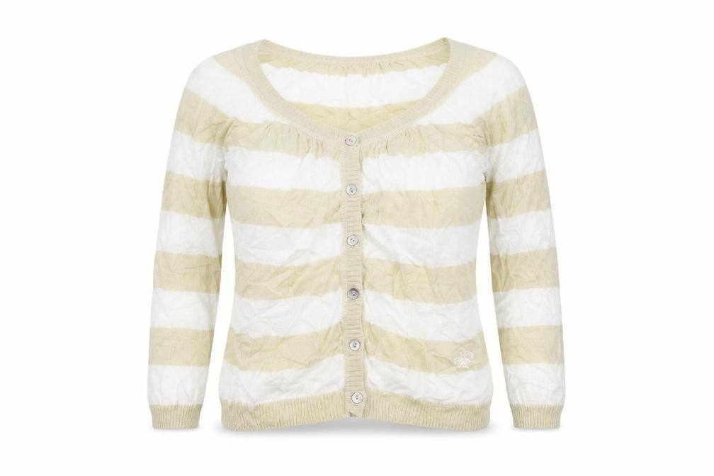 Preworn Womens Beige Striped  Cardigan Jumper Size S