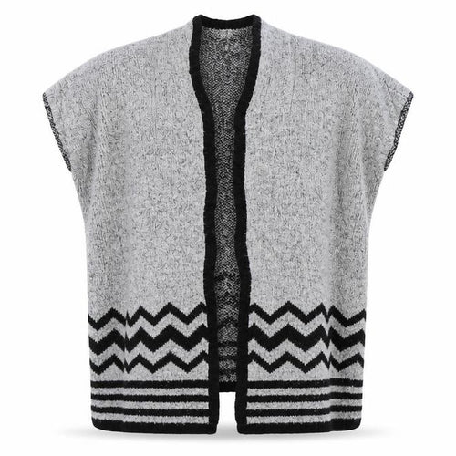 YD Girls Grey Striped Knit Cape Jumper Size 9-10 Years