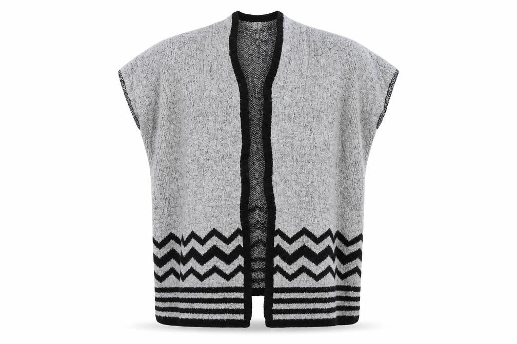 YD Girls Grey Striped Knit Cape Jumper Size 9-10 Years