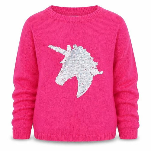 I Love Girls Wear Girls Pink  Knit Pullover Jumper Size 12 Years  - unicorn