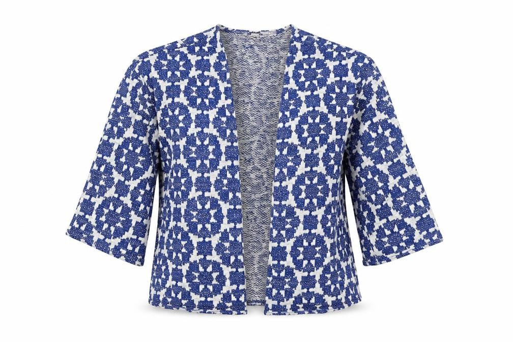 Divided Womens Blue Geometric Knit Cardigan Jumper Size M