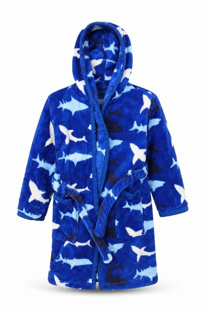 John Lewis Boys Blue Robe Size 3 Years - sharks