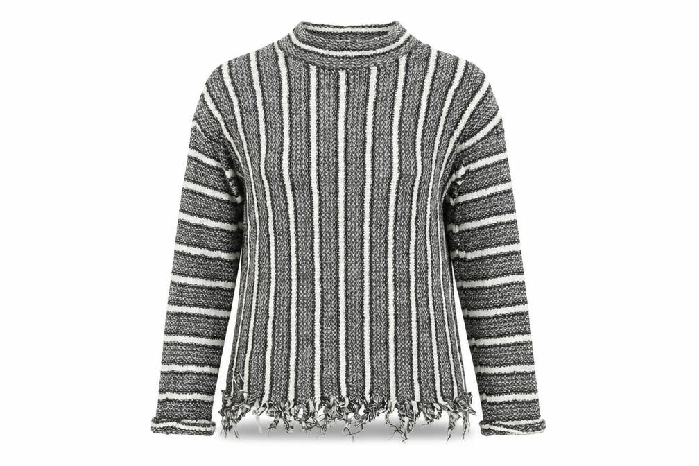 Front view of Topshop women’s multicoloured striped jumper, size UK 10