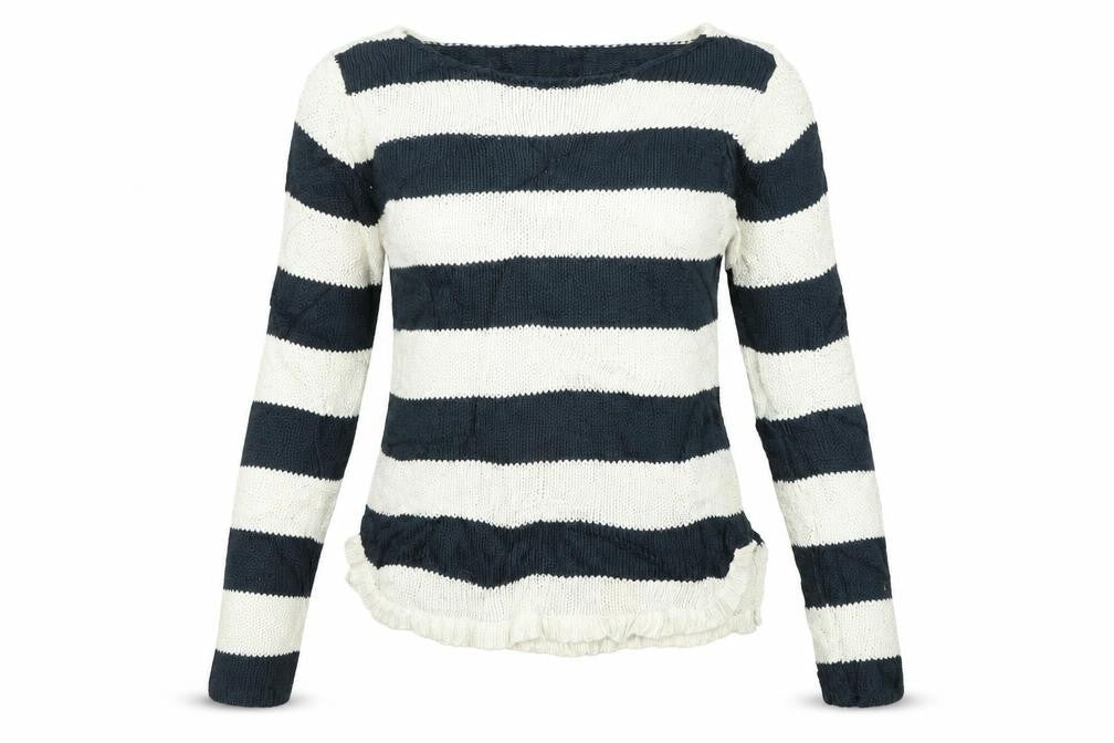 Front view of VILA women’s multicoloured striped jumper, size M