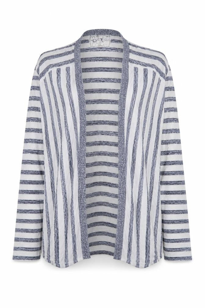 Front view of FatFace women’s multicoloured striped cardigan jumper, size S