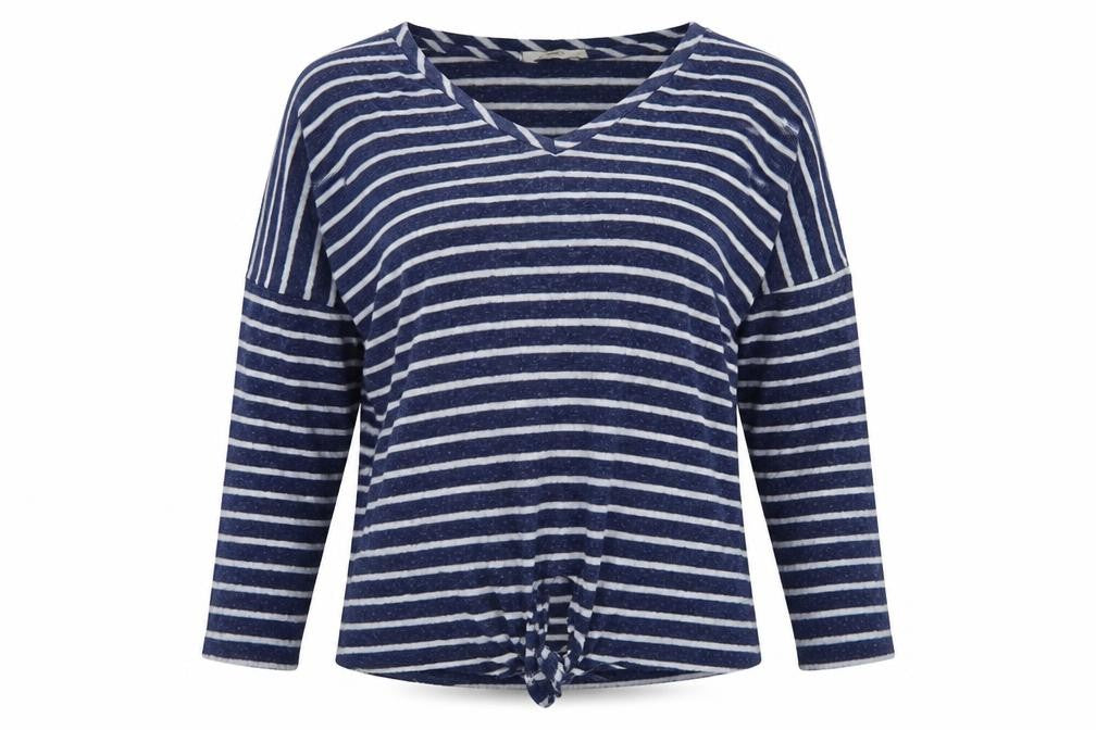 Front view of George women’s multicoloured striped jumper, size UK 14