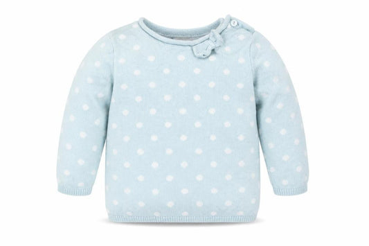 Front view of H&M Baby Blue Spotted jumper, size 6-9, Months