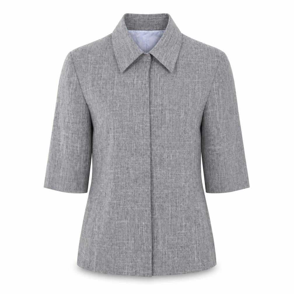 Front view of Pure women’s grey basic button-up, size S