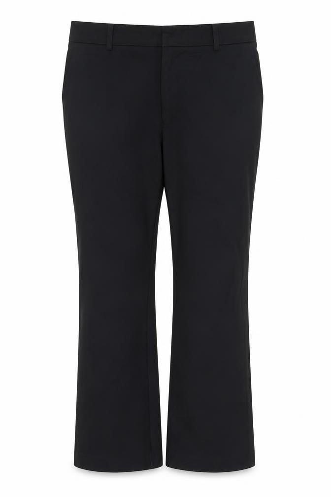 Front view of Neo Noir women’s black trousers, size M, 26-inch leg