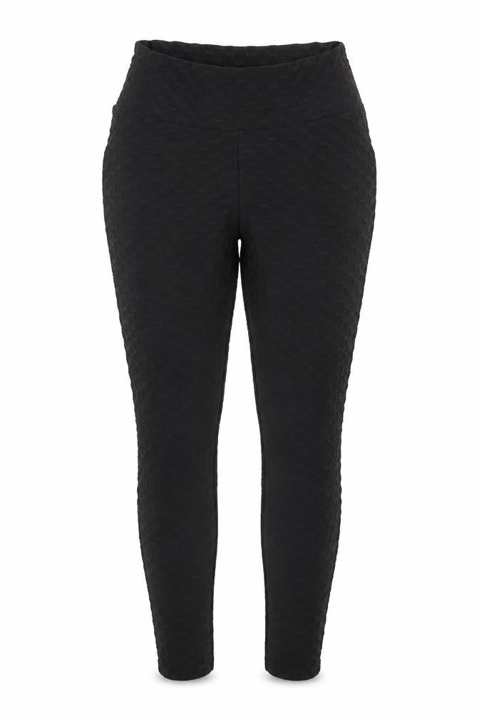 Front view of Preworn women’s black trousers, size L, 25.5-inch leg