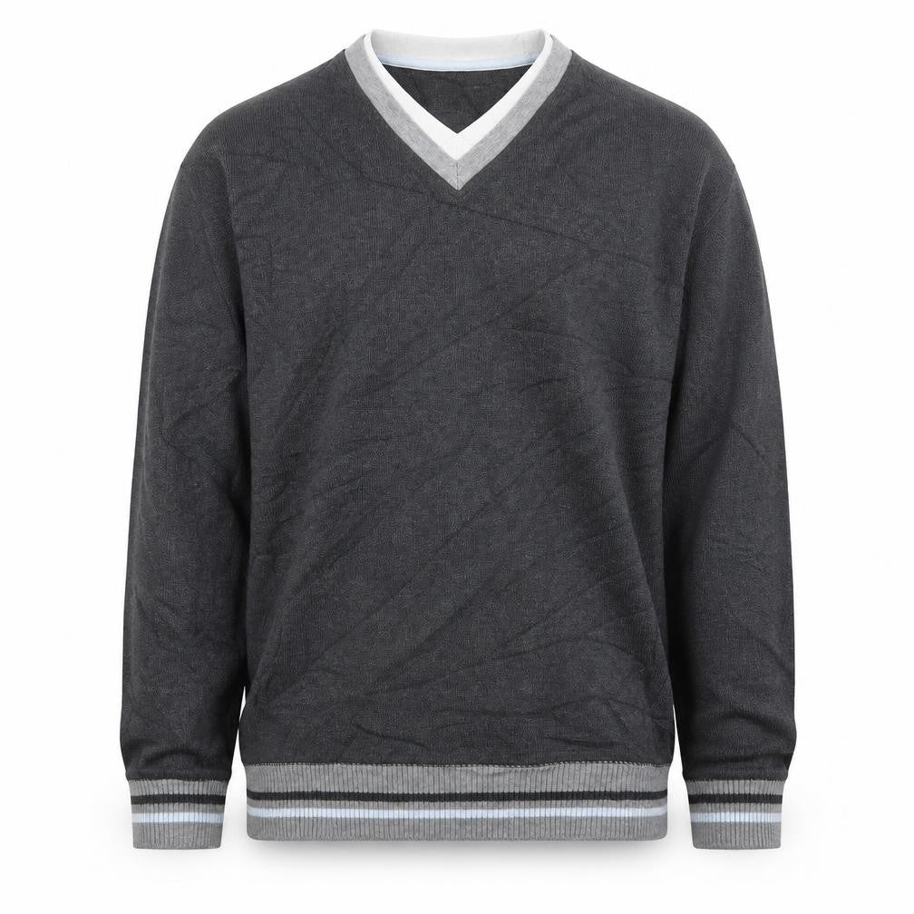 Front view of Easy men’s grey knit jumper, size S
