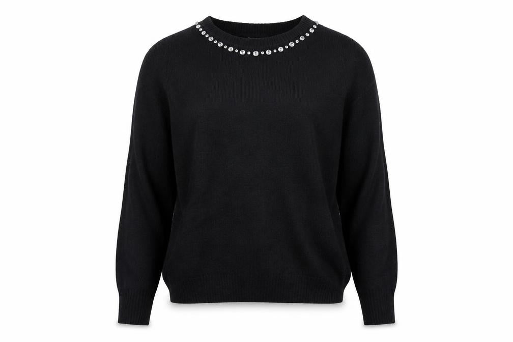 Front view of H&M women’s black knit jumper, size M