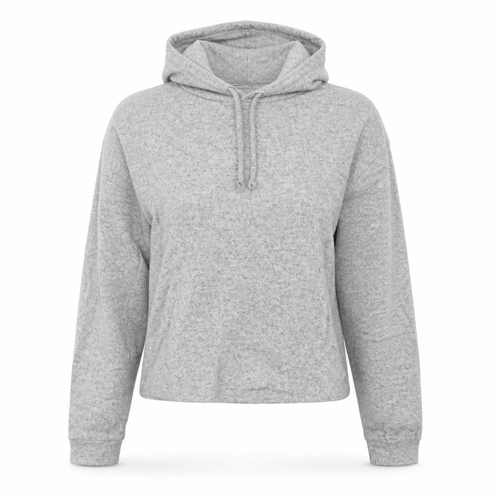 Front view of Primark women’s grey pullover hoodie, size UK 12
