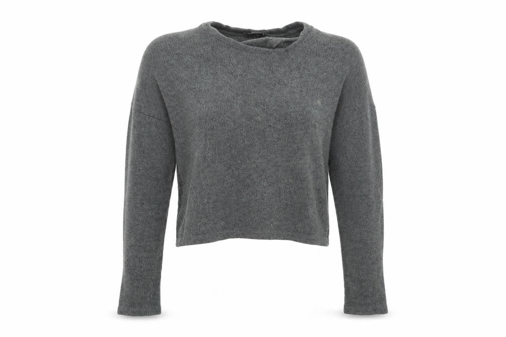 Front view of Boohoo women’s grey jumper, size UK 4