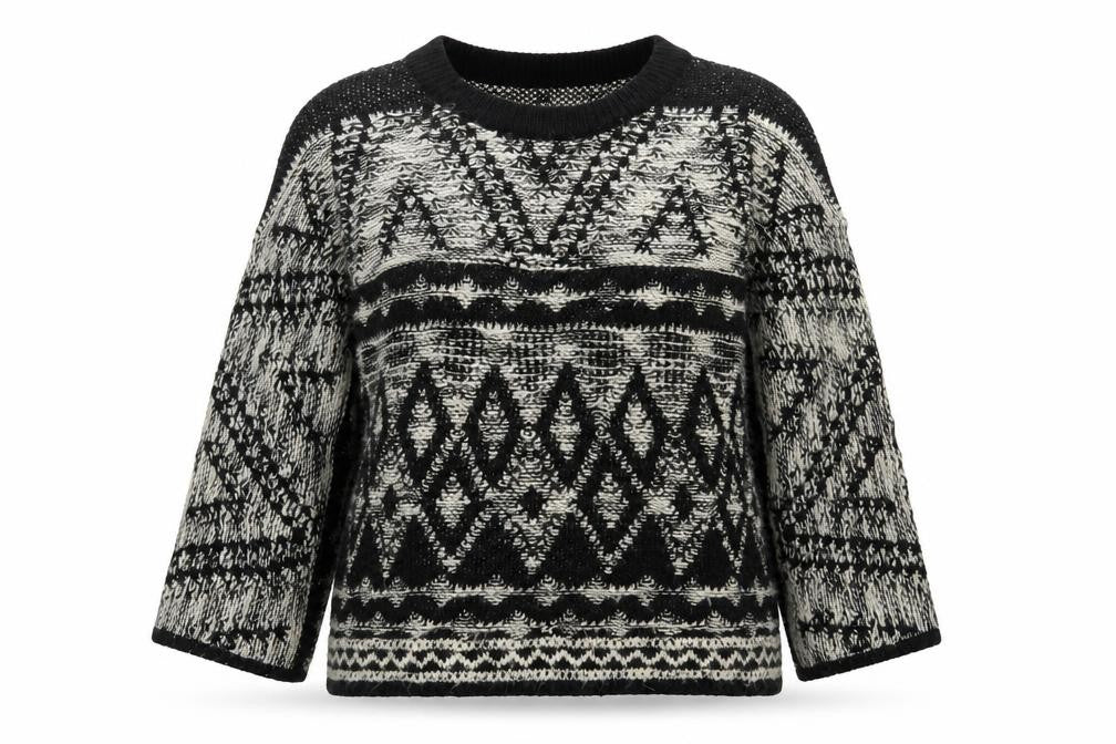 Front view of Next women’s black argyle/diamond jumper, size XS