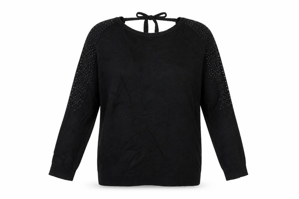 Front view of Marks & Spencer women’s black knit jumper, size M