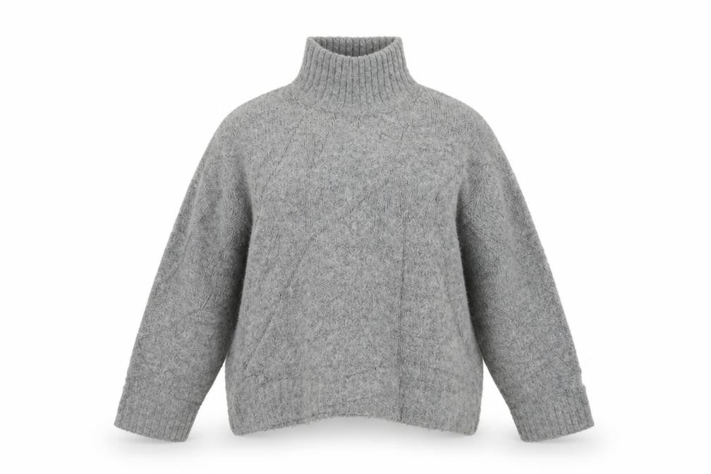 Front view of H&M women’s grey knit jumper, size S