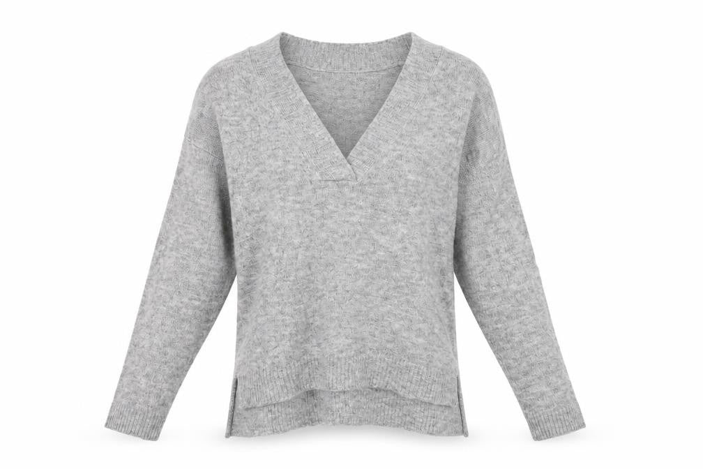 Front view of H&M women’s grey knit jumper, size S