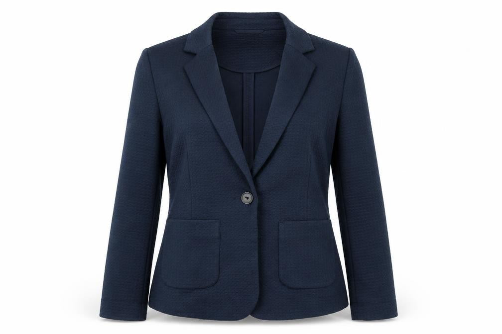 Front view of Next women’s blue jacket blazer, size UK 10