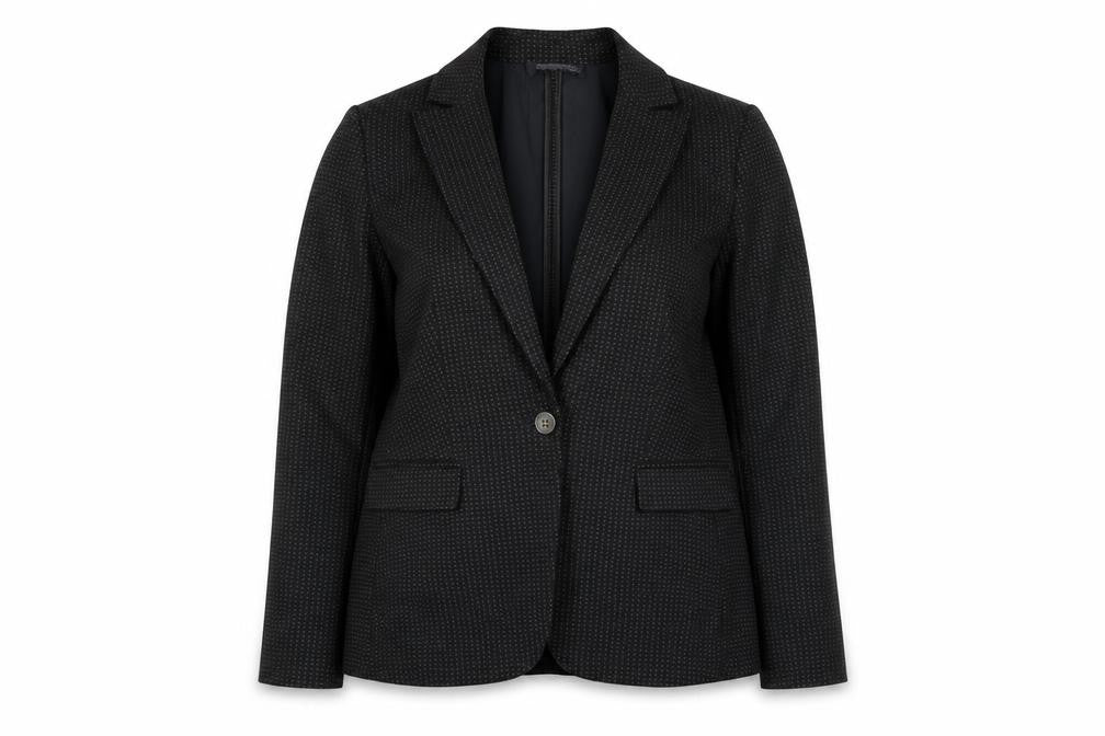 Front view of Marks & Spencer Collection women’s black spotted jacket blazer, size UK 14