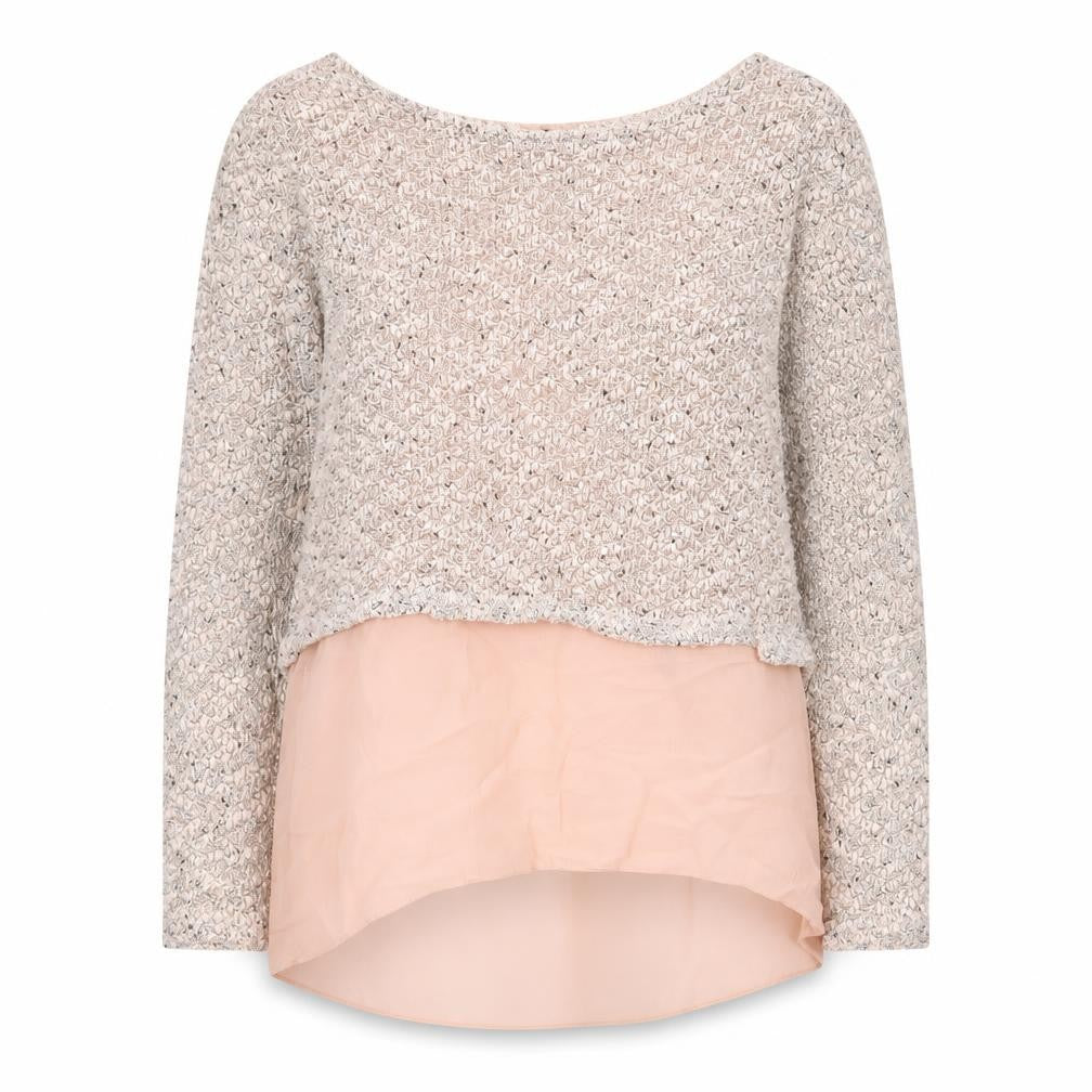 Front view of izabel women’s pink jumper, size UK 8, - top/jumper