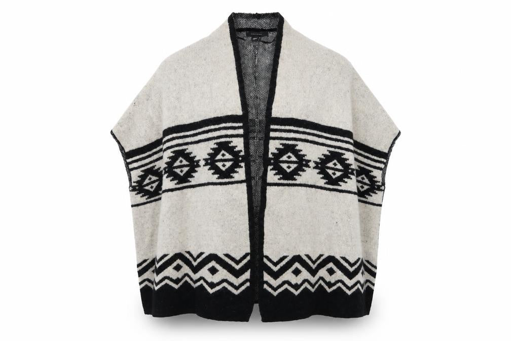 Front view of Primark women’s multicoloured geometric cardigan jumper, size M, -, size S/m
