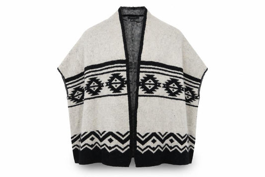 Front view of Primark women’s multicoloured geometric cardigan jumper, size M, -, size S/m