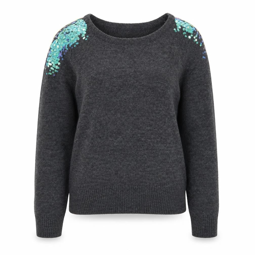 Front view of Miso women’s grey jumper, size UK 8