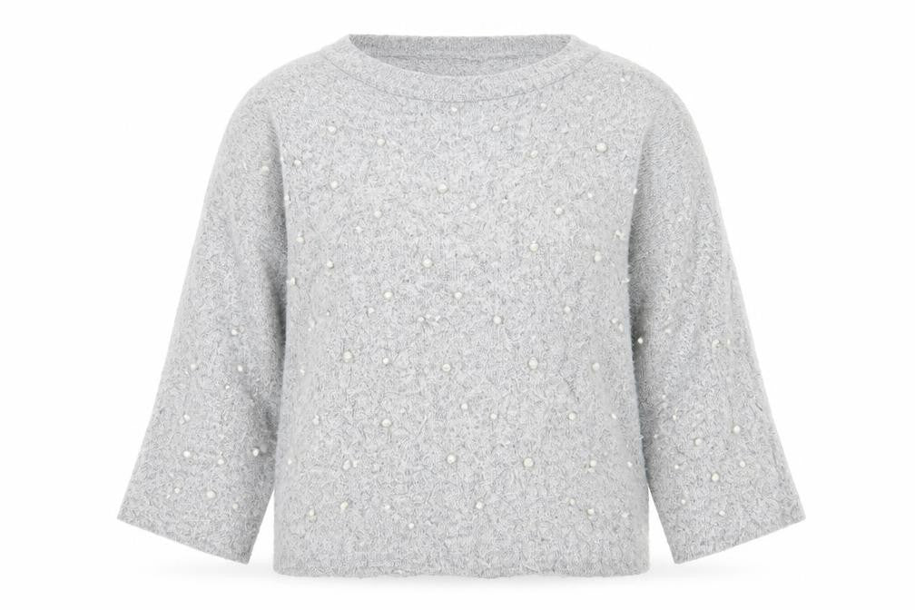 Front view of Zara women’s grey polka dot jumper, size S