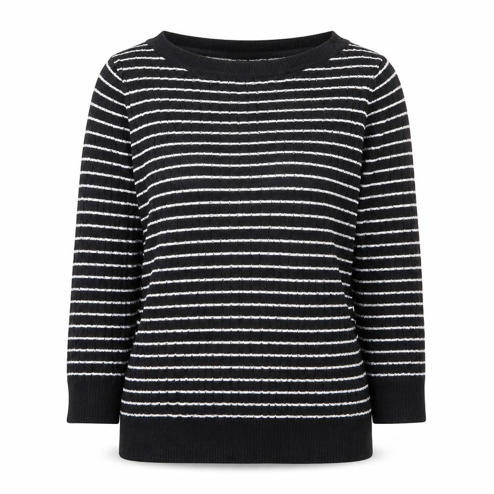 Front view of JNY women’s multicoloured striped jumper, size S