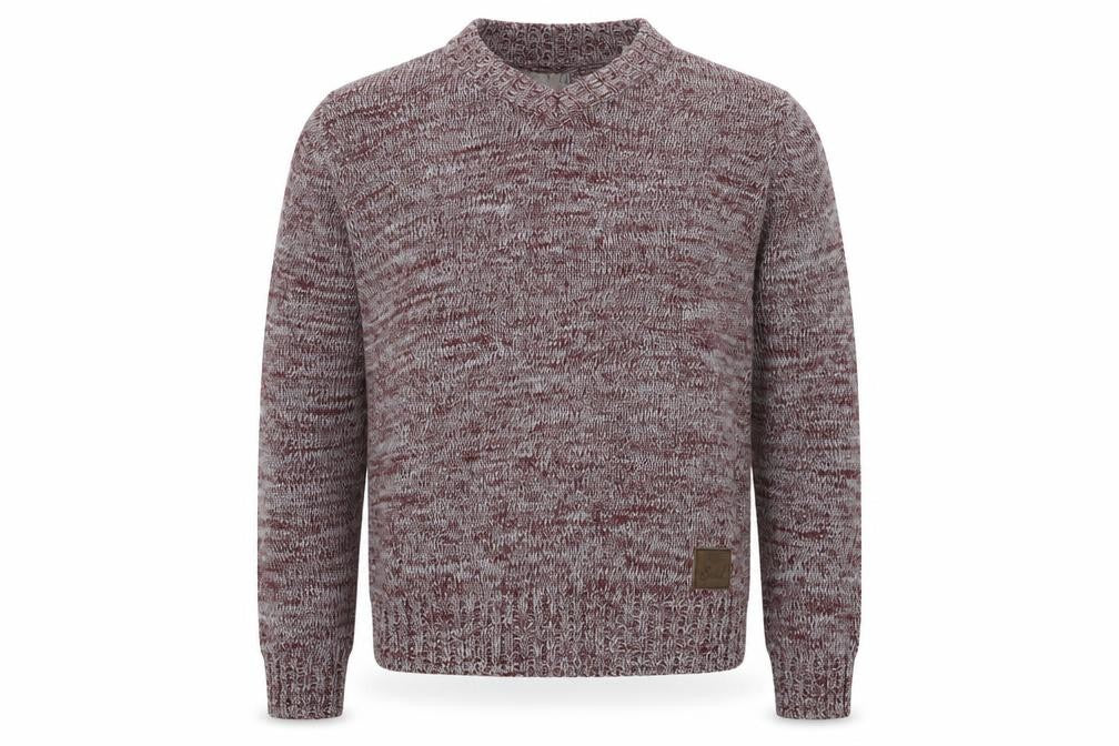 Front view of solid men’s purple jumper, size L