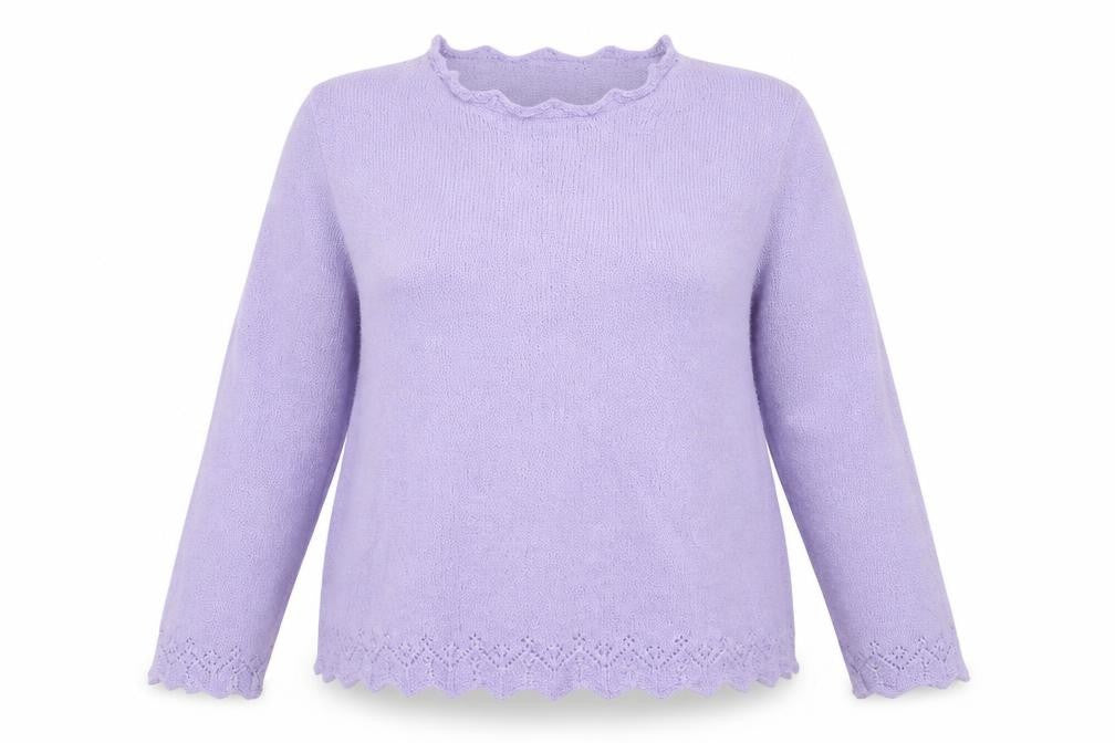 Front view of Daxon women’s purple jumper, size UK 18