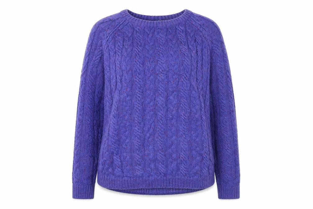 Front view of Bonmarché women’s blue jumper, size M