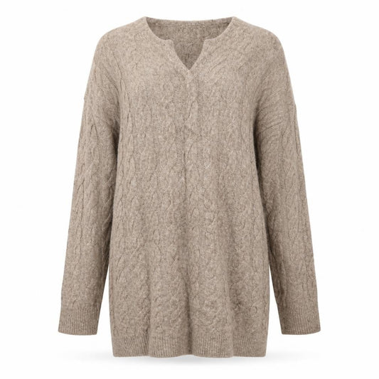Front view of H&M women’s beige jumper dress, size M