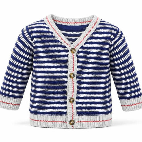 Mini Club Boys Blue Striped  Cardigan Jumper Size 0-3 Months